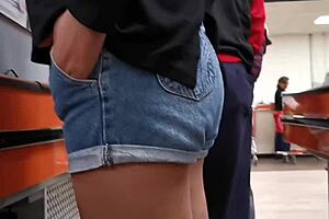 Peeking at ass in the supermarket voyeur scene
