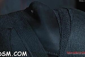 Restrained cutie is made to suffer underneath hard toy playing