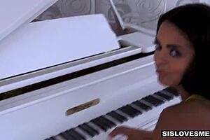 Vienna Black gasps at stepbrother's huge cock.