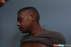 black stud gets bj before bareback fucking in doctor's office