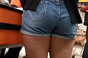 Peeking at ass in the supermarket voyeur scene