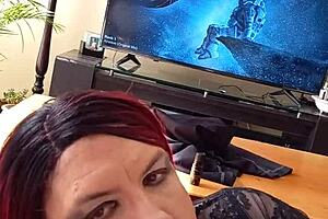 Shemale Celeste Sucks Cock Like a Pro!