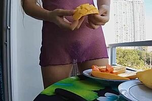 sexy morning of a hot girl with natural tits