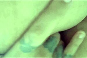 Horny latina teen masturbates in pov, fingering tattooed ass before assfucking