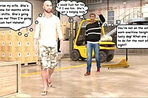 Perverted three-dimensional cartoon roughly illustrating discovery of cheating wife