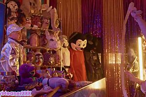 I gag on dildo with Jordan Sky outdoors