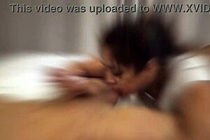 This is a facial cumshot scene of a attractive teen after she deepthroats her man