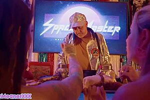 I gag on dildo with Jordan Sky outdoors