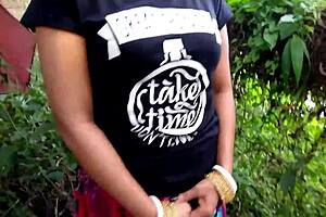 Caught couple fucking tight pussy in forest, creampie goes viral!