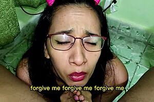 My girlfriend sucks my cock because she cheated and needs my forgive.