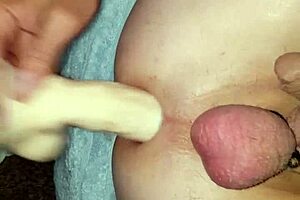 I'm fucking my big dildo in nature, assfucking myself hard.