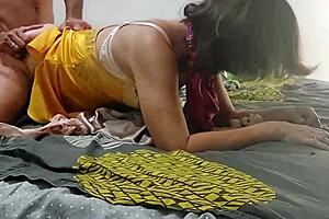 Man, that white milf in yellow satin dress takes deepthroat like a pro!