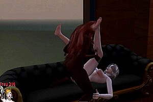 Blonde and brunette beach fun