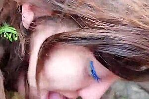 Krizia tzunami gives a blowjob right in the streets of pompeii