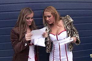 Curvy Blonde Nurses Lure Two Hung Men Into The Ambulance To Have Passionate Anal Sex