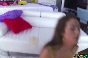 roundass babe in pov gets ridden then tastes a surprise