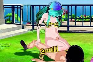 The hentai gameplay video features blonde beauty with big tits and blowing job