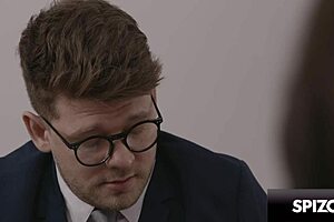 slim brunette jenny doll gets wild with her psychologist in a hot muff diving and missionary fuck session.