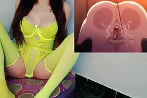 Asian hentai cosplayer with huuuge tits have naughty fun with her friend
