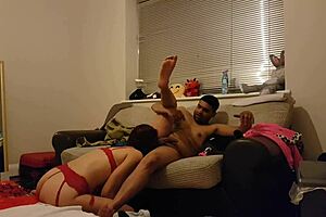 This cheating milf is licking ass with young guy