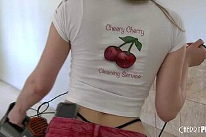 The sexy petite maid Lily Larimar gets caught masturbating at work, and her client gives her his hard cock.