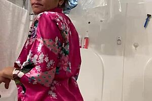 Anna, mature Latina, dancing sexy in her robe.