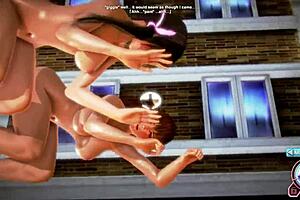 kasumi and kokoro in a hot lesbian threesome, licking and fingering each other to orgasm