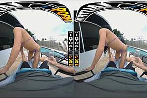 Gianna Grey enjoys virtual reality game on her day off.