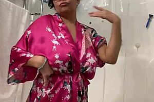 Anna, mature Latina, dancing sexy in her robe.