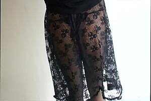 She looks sexy in those sheer pantyhose