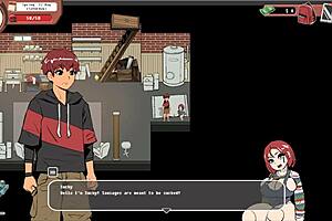 Nerdy girl gives public handjob in library.