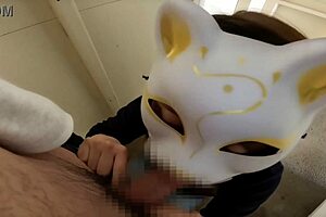 perverted japanese housewife blowing and creampied in garage