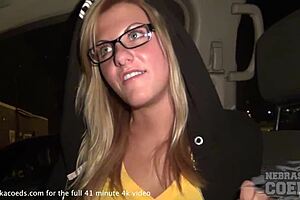 young woman explores dildo for first time