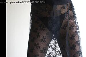 She looks sexy in those sheer pantyhose