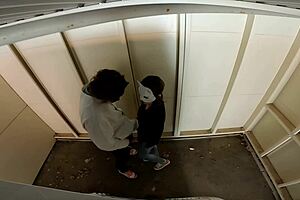 The bad Asian wife gets naughty during breaktime in the garage