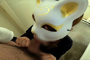 perverted japanese housewife blowing and creampied in garage