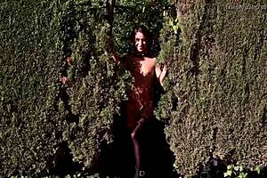 Spanish girl exposes tiny tits in a park