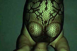 Chubby mexican wife bounces big tits in fishnets