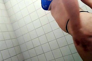 Latina bitch gets horny in the shower