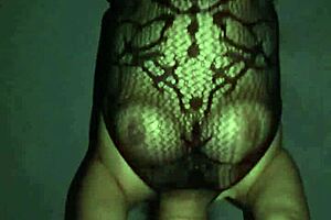 Chubby mexican wife bounces big tits in fishnets