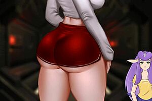 I moan as the big cock monster fucks the redhead queen in Dragon Ball Divine Adventure Part 54.