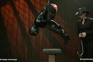 Slave in Leather Ballet Boots Tormented with Gagging