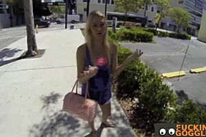 blonde amateur picked up for sex, rides cock for cash in pov