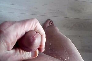 Solo handjob on big cock awaits completion