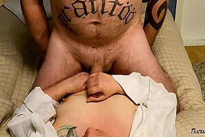 Wife Strokes Hard Cock and Receives Messy Facial Cumshot