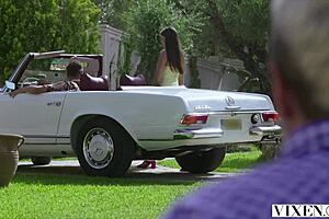 vixen stefany has beautiful cute affair on road trip with handjob riding