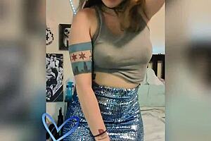 blonde twerks in skirt striptease cumming with toys