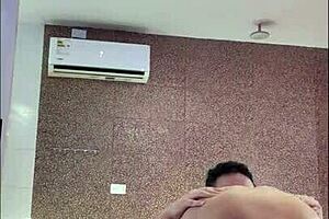She has a reverse cowgirl ride and she gives a blowjob in a room audition