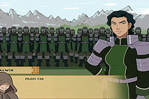 Anime trainer engages in intense war sex with big tits