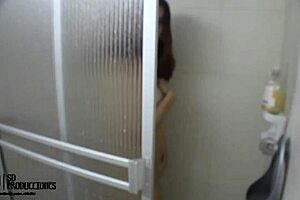 horny stepsister gets creampie in shower